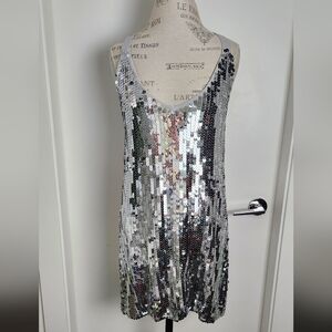 Vintage Silver Sequin Party Dress